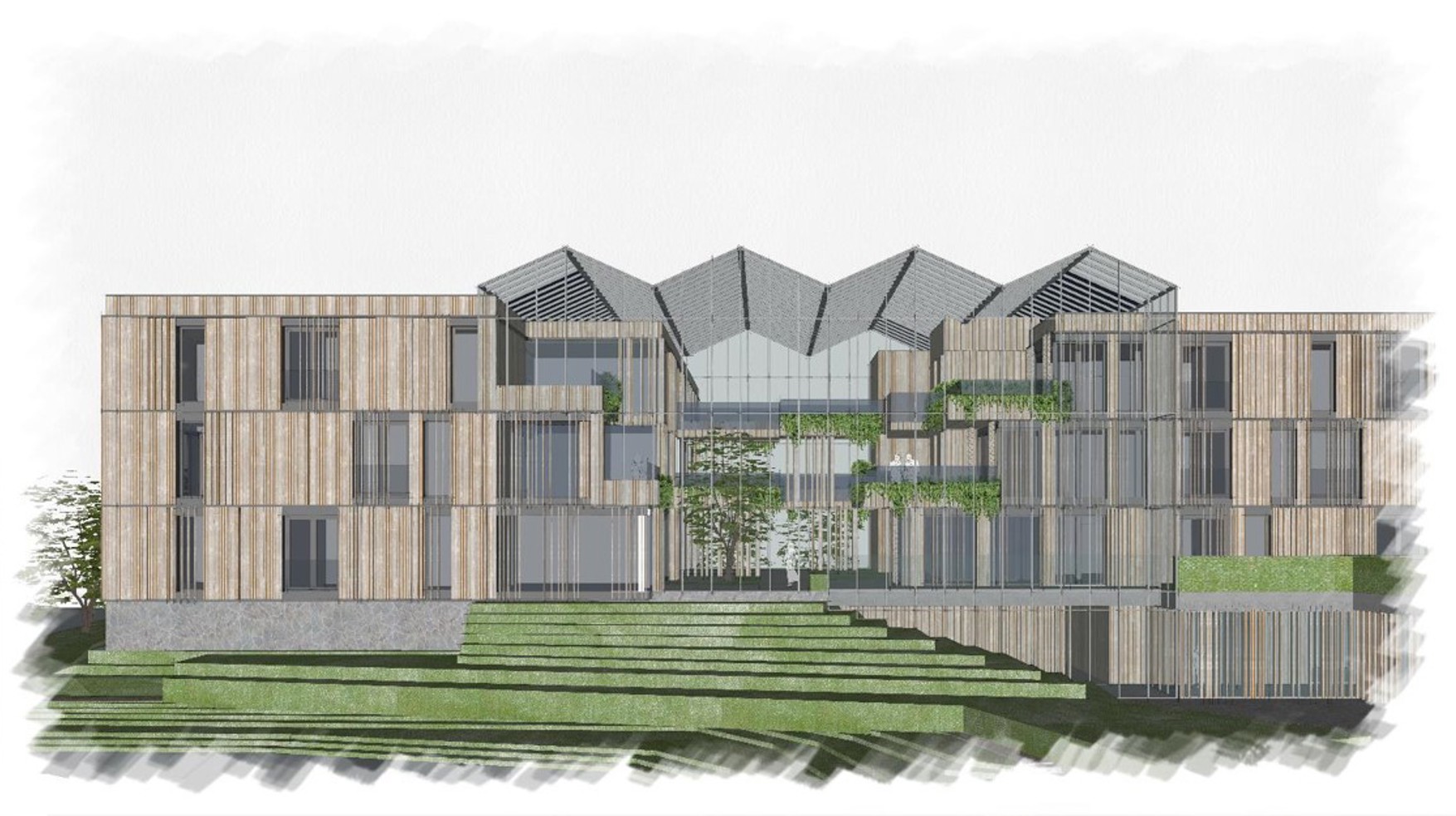 Gebouwen Met Kassen Ertussen